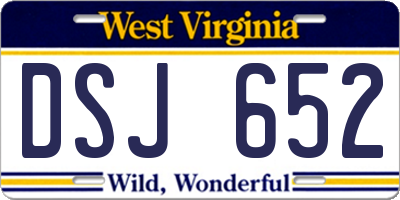 WV license plate DSJ652
