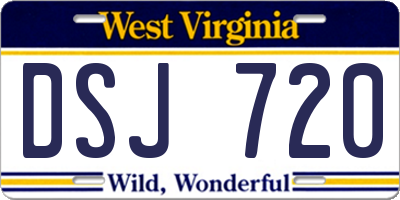 WV license plate DSJ720