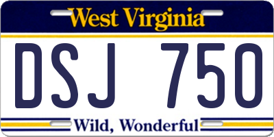WV license plate DSJ750