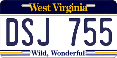 WV license plate DSJ755