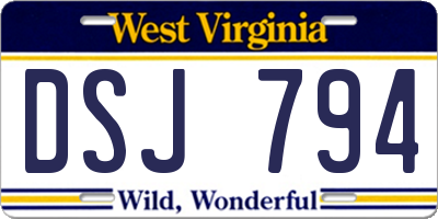 WV license plate DSJ794