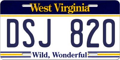 WV license plate DSJ820