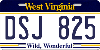 WV license plate DSJ825