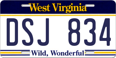 WV license plate DSJ834
