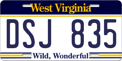 WV license plate DSJ835