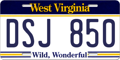 WV license plate DSJ850