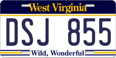 WV license plate DSJ855