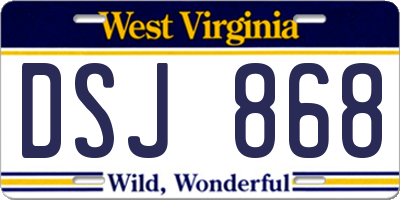 WV license plate DSJ868