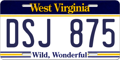 WV license plate DSJ875