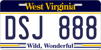 WV license plate DSJ888