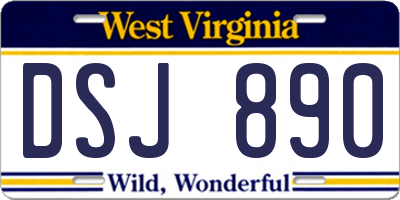 WV license plate DSJ890