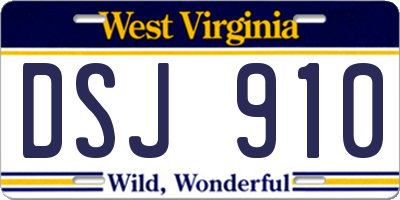 WV license plate DSJ910