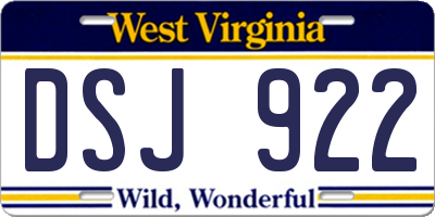 WV license plate DSJ922