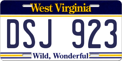 WV license plate DSJ923