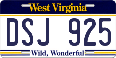 WV license plate DSJ925