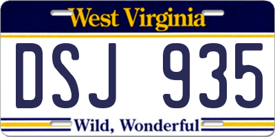 WV license plate DSJ935