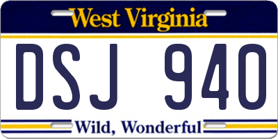 WV license plate DSJ940