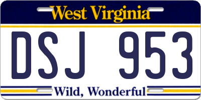 WV license plate DSJ953