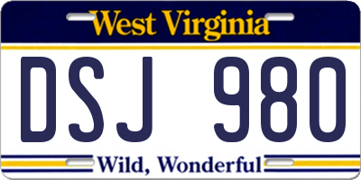 WV license plate DSJ980