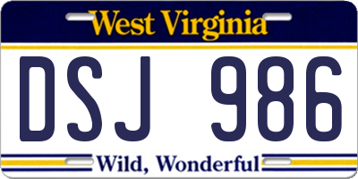 WV license plate DSJ986