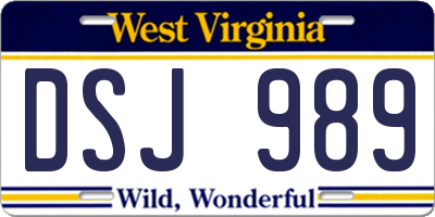 WV license plate DSJ989