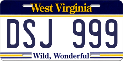 WV license plate DSJ999