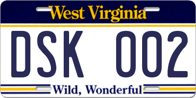 WV license plate DSK002