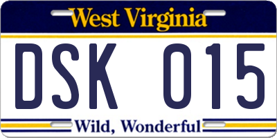 WV license plate DSK015