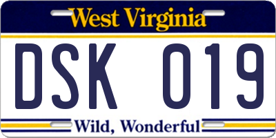WV license plate DSK019