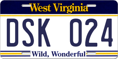 WV license plate DSK024