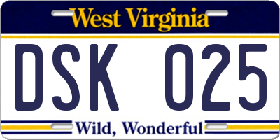 WV license plate DSK025