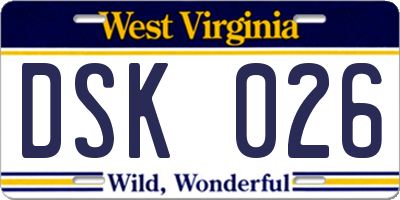 WV license plate DSK026