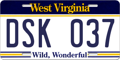 WV license plate DSK037