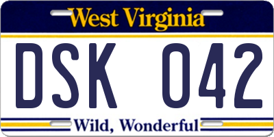 WV license plate DSK042