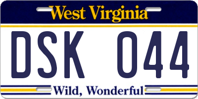 WV license plate DSK044