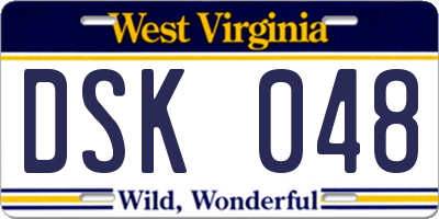 WV license plate DSK048