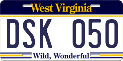 WV license plate DSK050