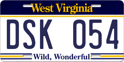WV license plate DSK054