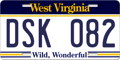 WV license plate DSK082