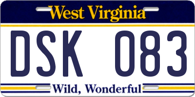 WV license plate DSK083