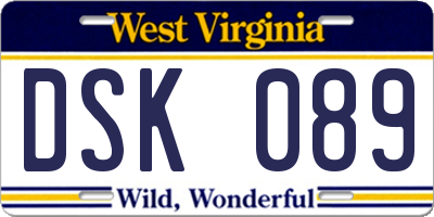 WV license plate DSK089