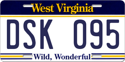 WV license plate DSK095