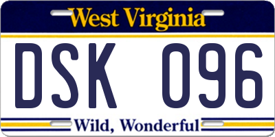 WV license plate DSK096