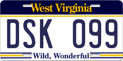 WV license plate DSK099