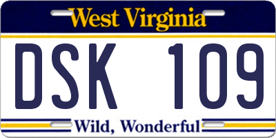 WV license plate DSK109