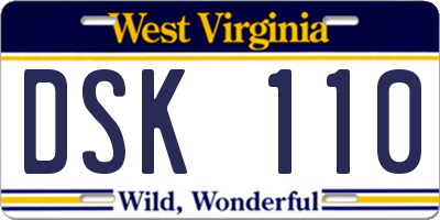 WV license plate DSK110