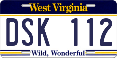 WV license plate DSK112
