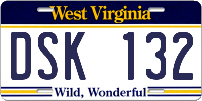 WV license plate DSK132