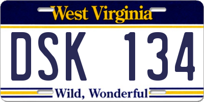 WV license plate DSK134