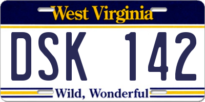 WV license plate DSK142